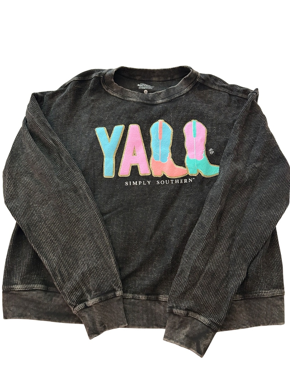 Simply Southern Black 'Y'all' Graphic Pullover Sweatshirt XL